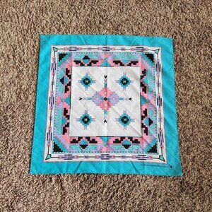 Vintage 90s Bandana Aztec Geometric Teal